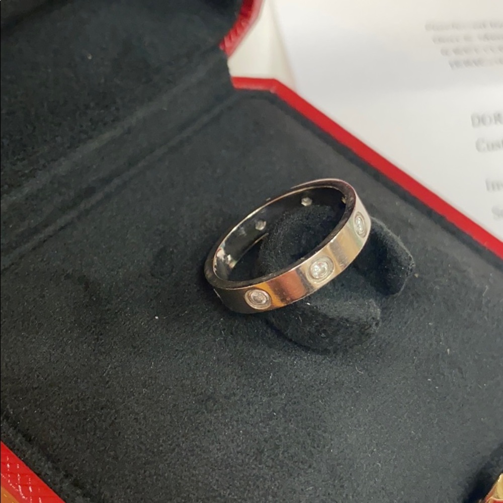 Cartier Diamond Love 18K Gold Band Ring 8 Diamonds - Picture 12 of 16